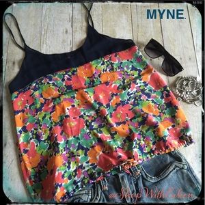 MYNE Silk Abstract Floral Printed Skinny strap Top